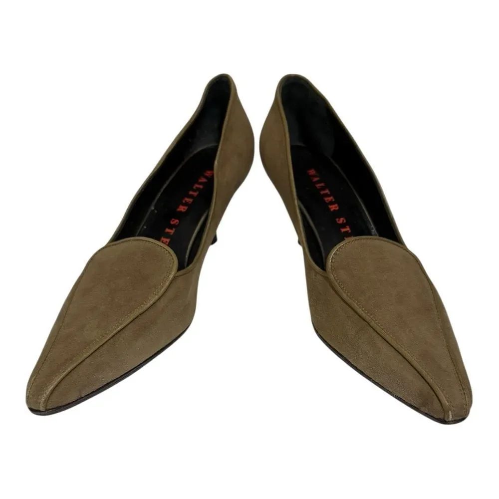 Walter Steiger Vintage Women's Pointed Toe Suede Leather Pumps Heels 37.5